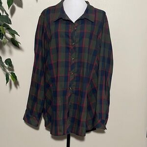 Terra & Sky button down plaid flannel shirt. Size 4X